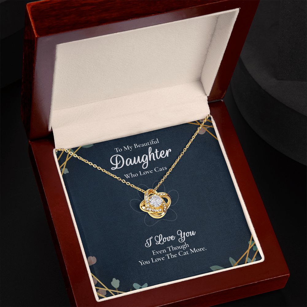To My Beautiful Daughter - I Love You - Love Knot Necklace