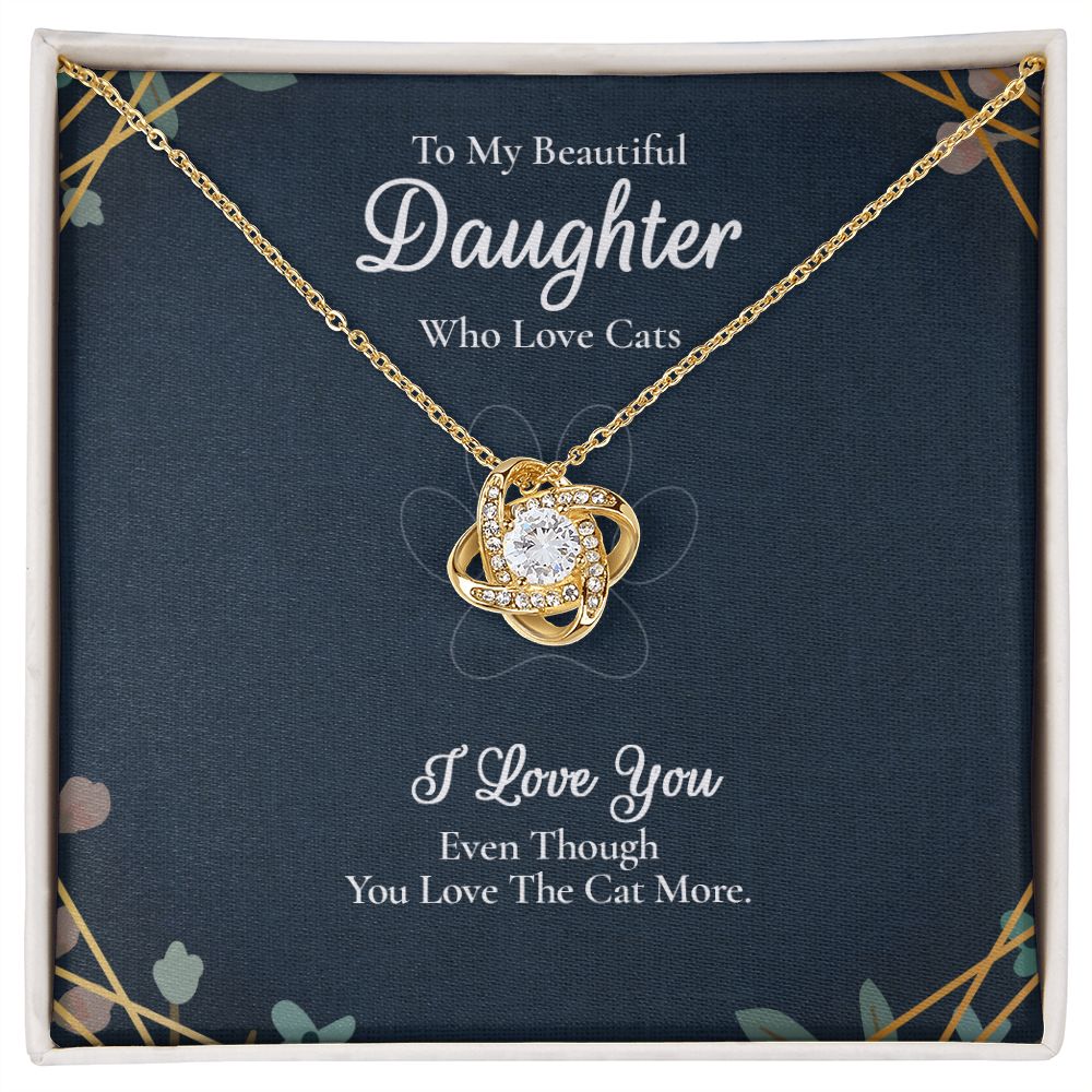 To My Beautiful Daughter - I Love You - Love Knot Necklace