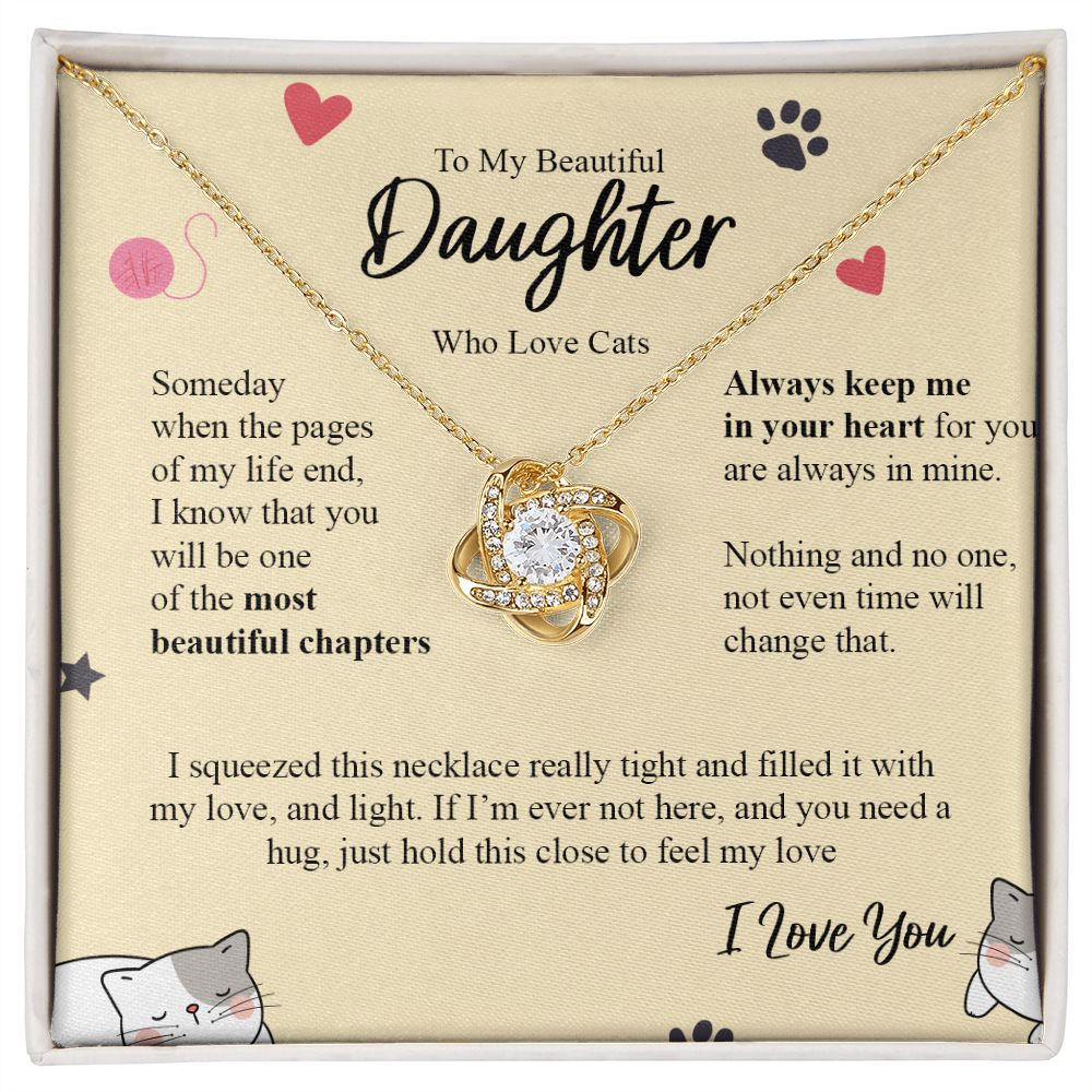 To My Beautiful Daughter - Always Keep Me In Your Heart - Love Knot Necklace