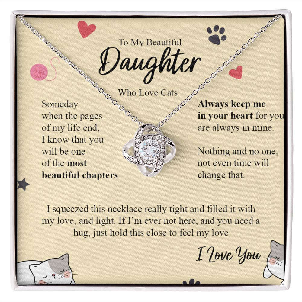 To My Beautiful Daughter - Always Keep Me In Your Heart - Love Knot Necklace