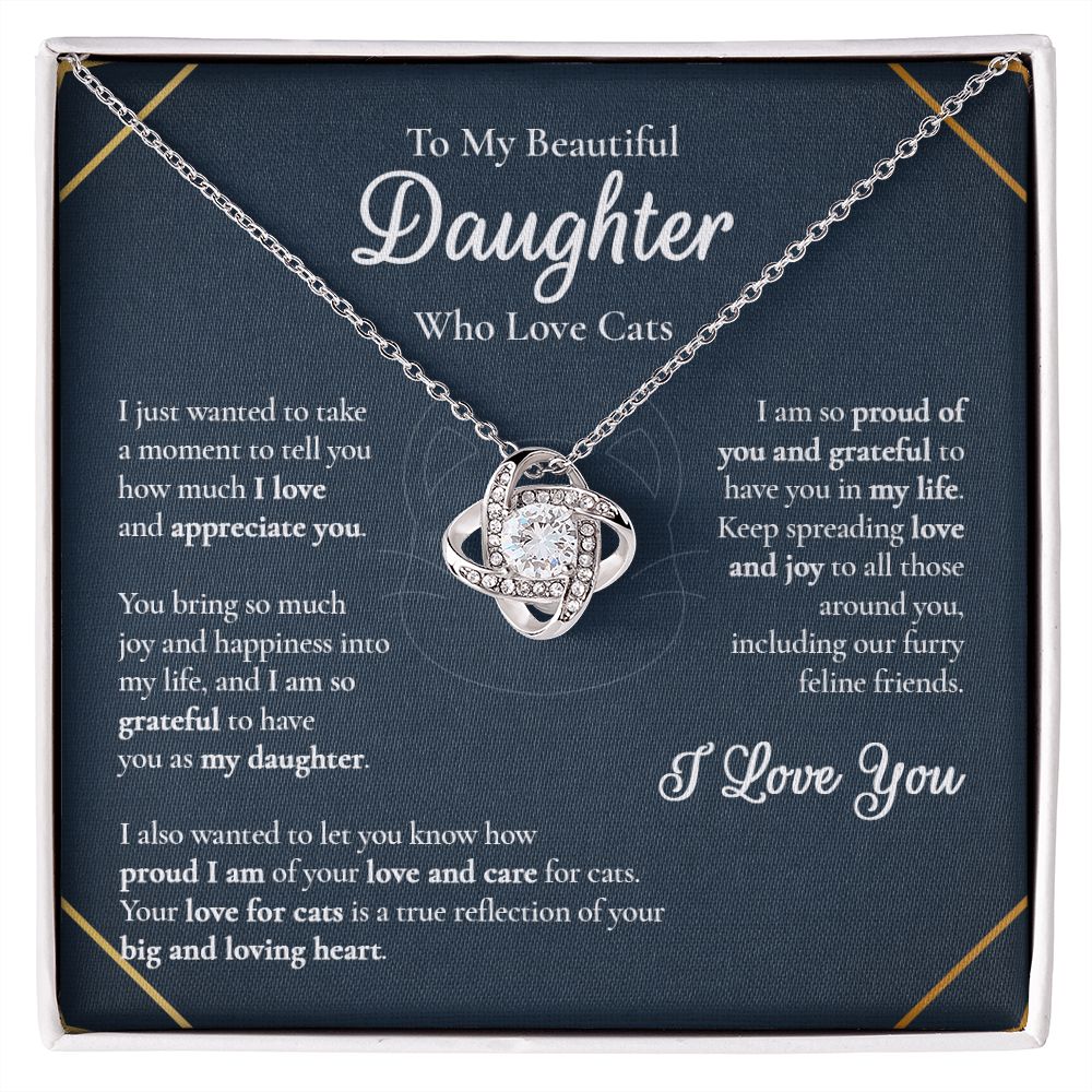To My Beautiful Daughter - I'm So Proud Of You - Love Knot Necklace
