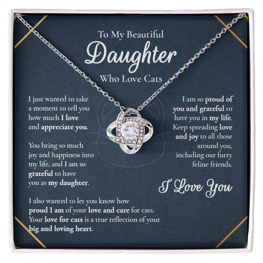 To My Beautiful Daughter - I'm So Proud Of You - Love Knot Necklace