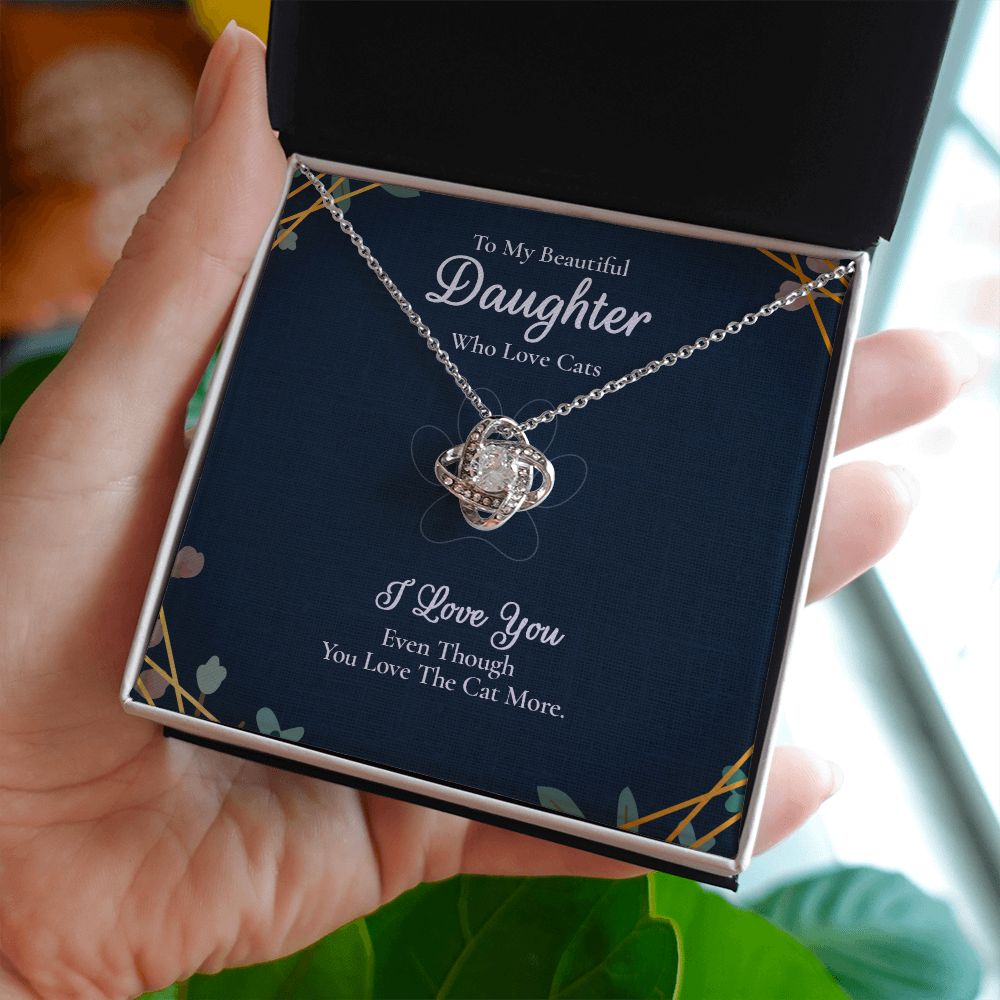 To My Beautiful Daughter - I Love You - Love Knot Necklace