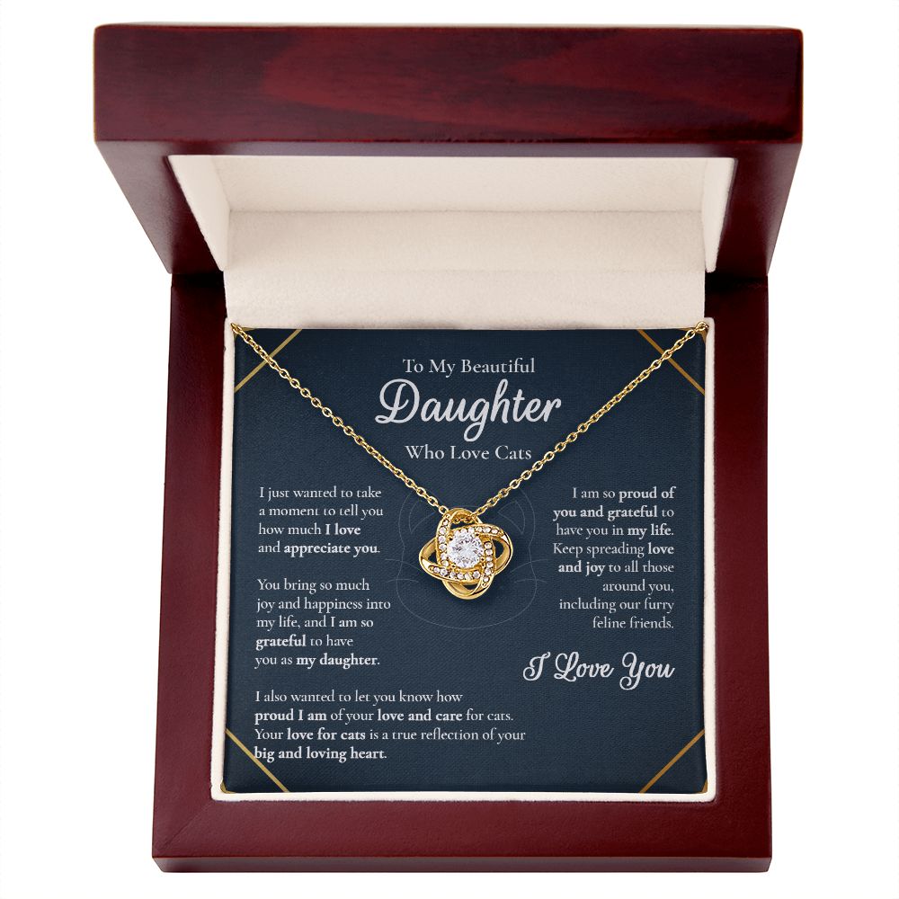 To My Beautiful Daughter - I'm So Proud Of You - Love Knot Necklace