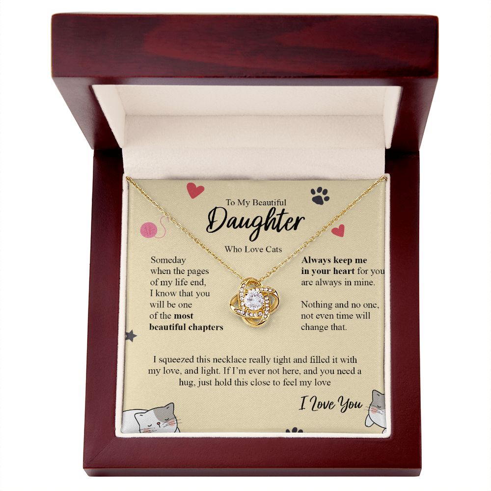 To My Beautiful Daughter - Always Keep Me In Your Heart - Love Knot Necklace