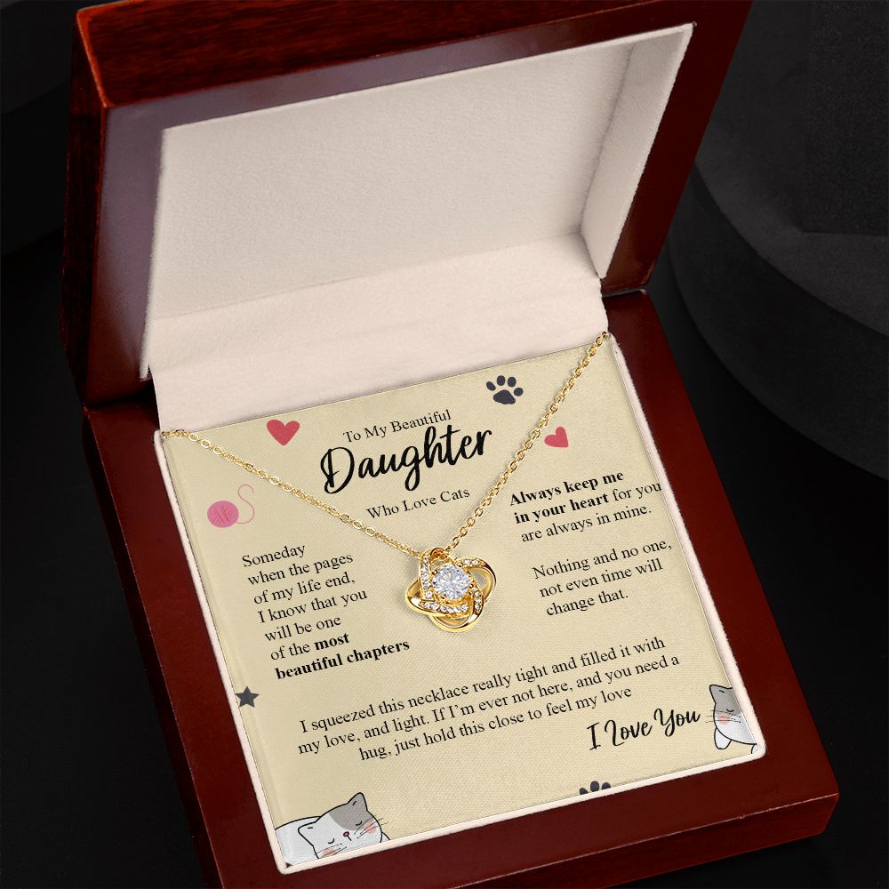To My Beautiful Daughter - Always Keep Me In Your Heart - Love Knot Necklace