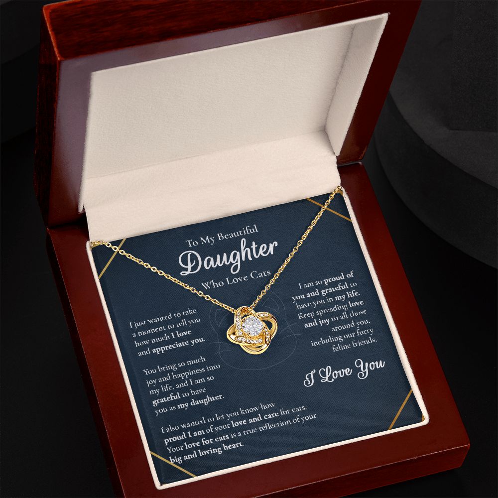 To My Beautiful Daughter - I'm So Proud Of You - Love Knot Necklace