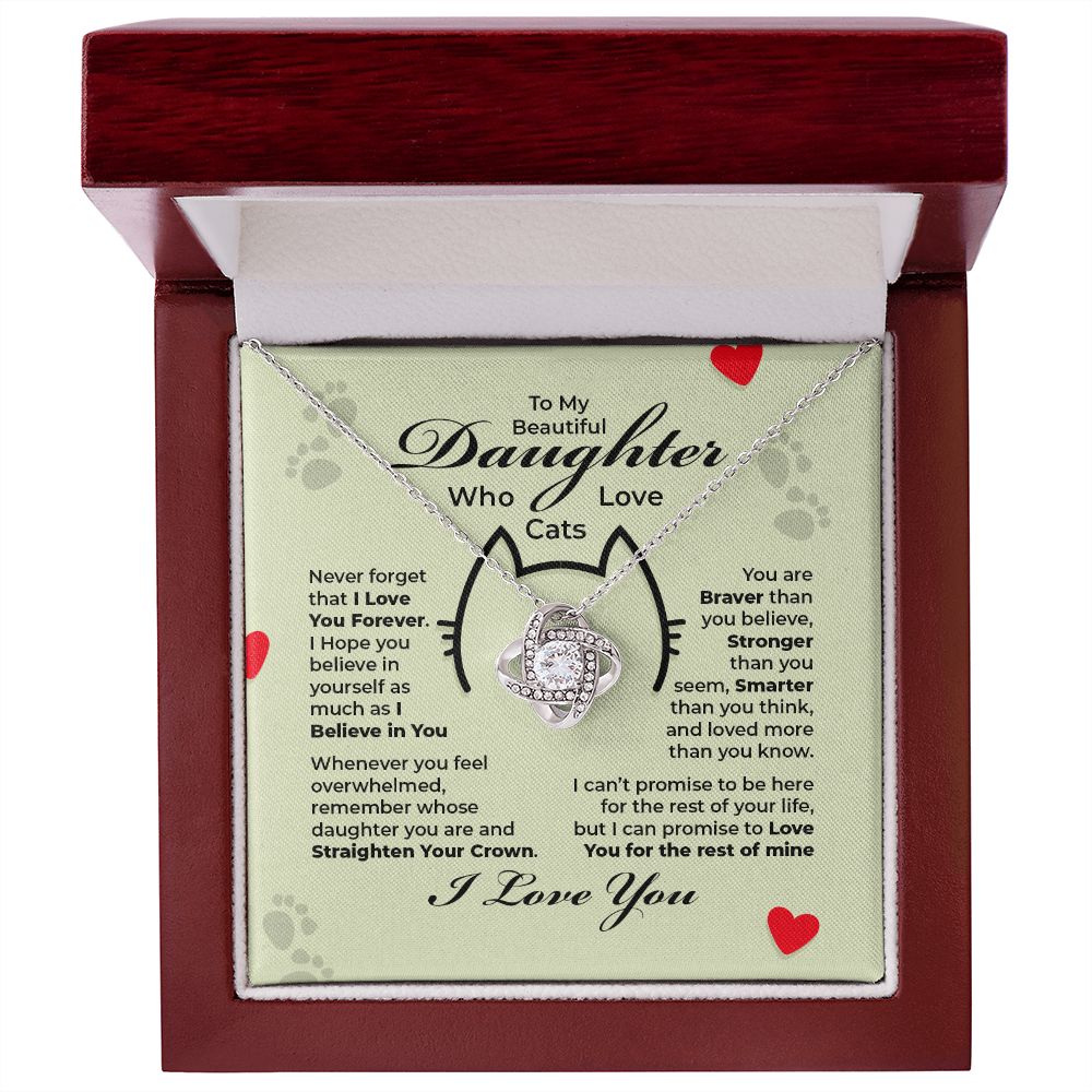 To My Beautiful Daughter - You Are Braver Than You Believe - Love Knot Necklace