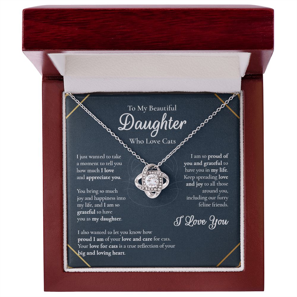 To My Beautiful Daughter - I'm So Proud Of You - Love Knot Necklace