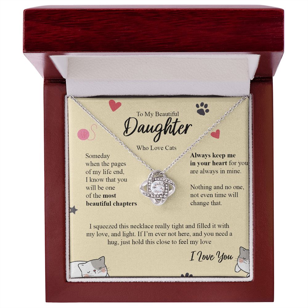 To My Beautiful Daughter - Always Keep Me In Your Heart - Love Knot Necklace