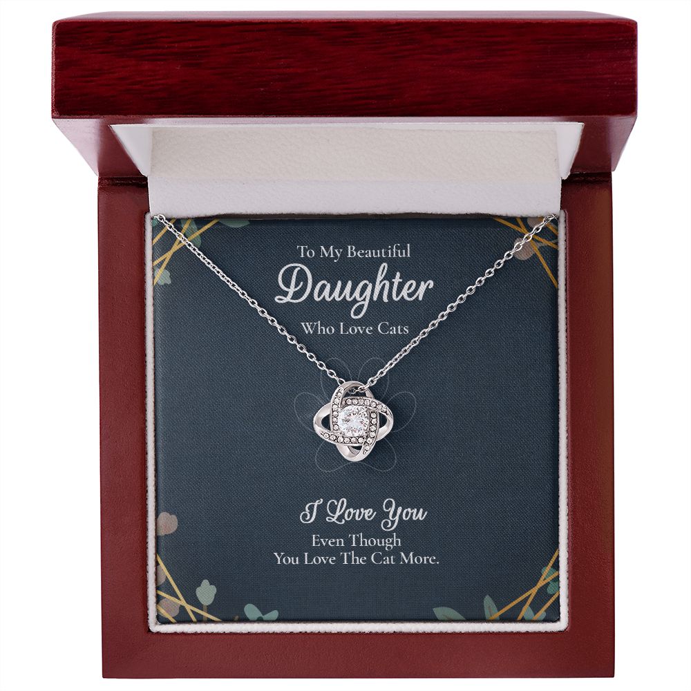 To My Beautiful Daughter - I Love You - Love Knot Necklace