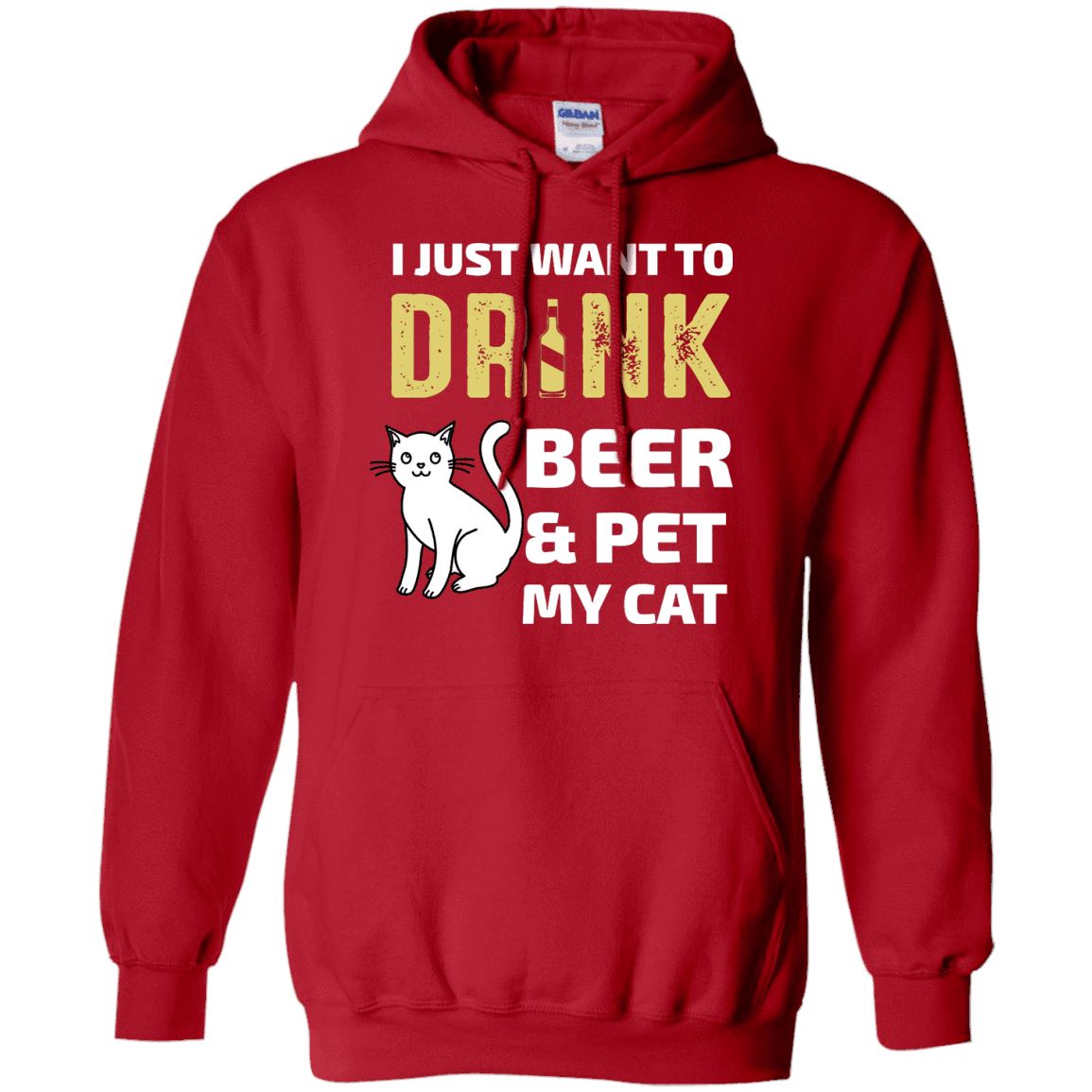 Cat Tee - Drink Beer And Pet My Cat - CatsForLife
