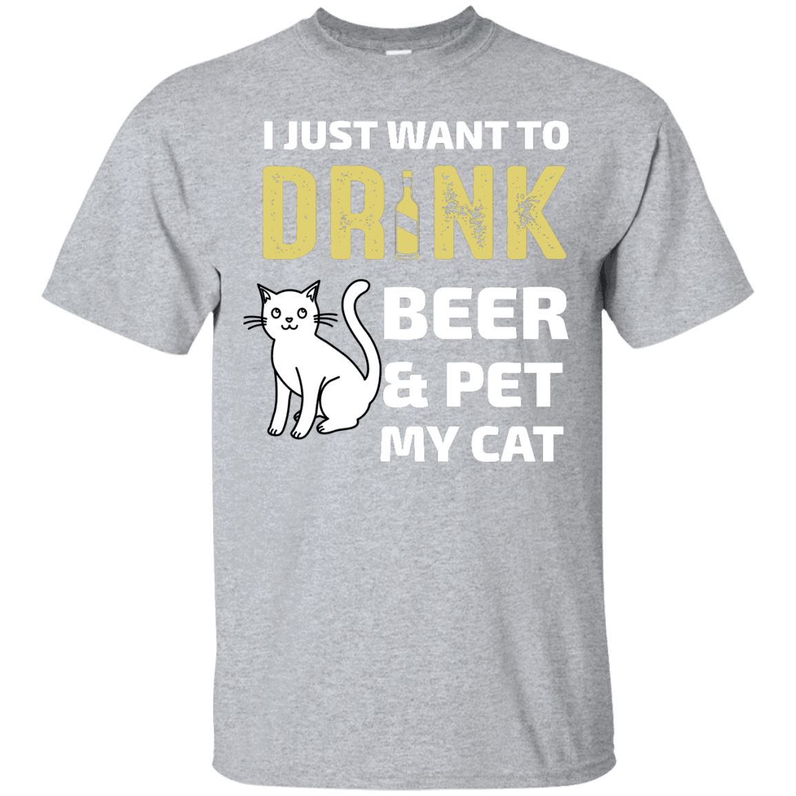 Cat Tee - Drink Beer And Pet My Cat - CatsForLife