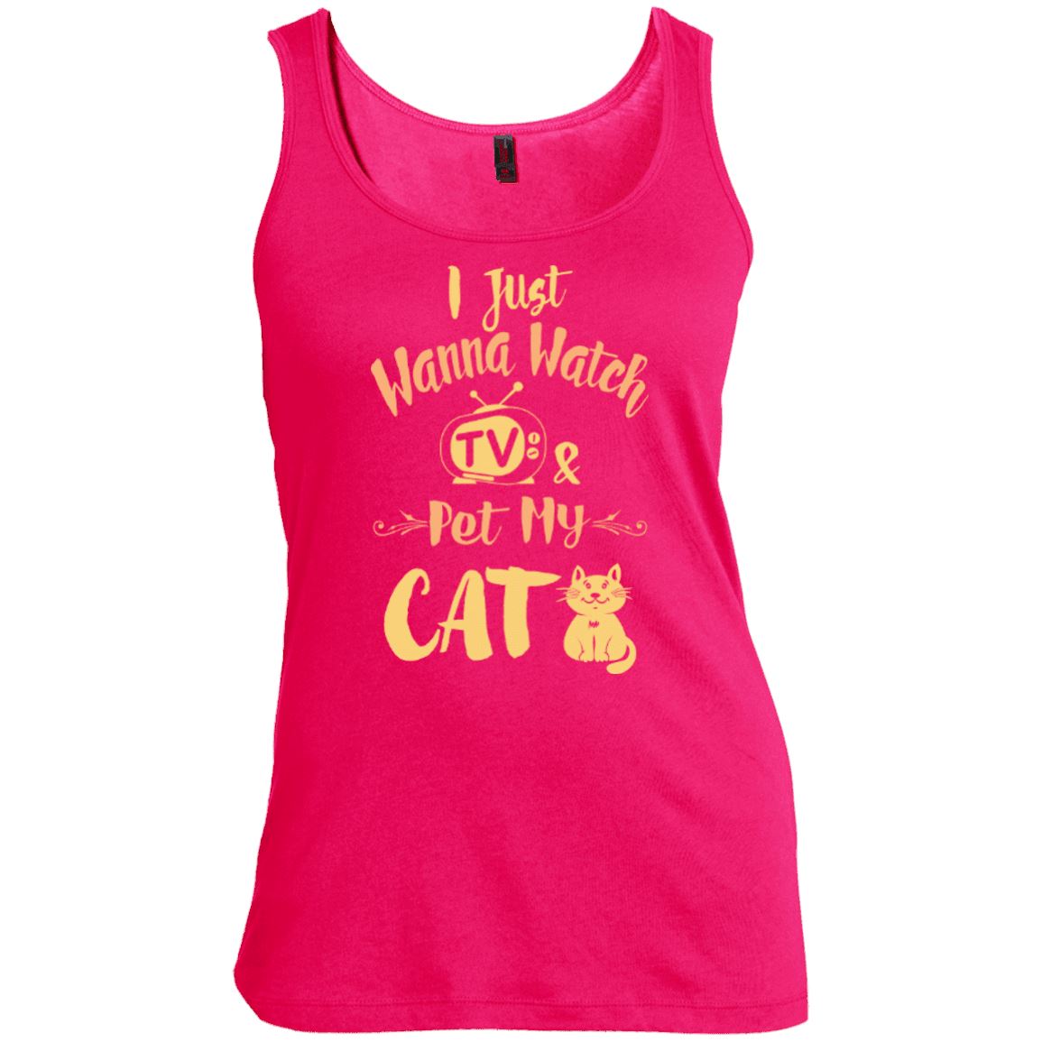 Cat Tee - I Just Wanna Watch TV & Pet My Cat - CatsForLife