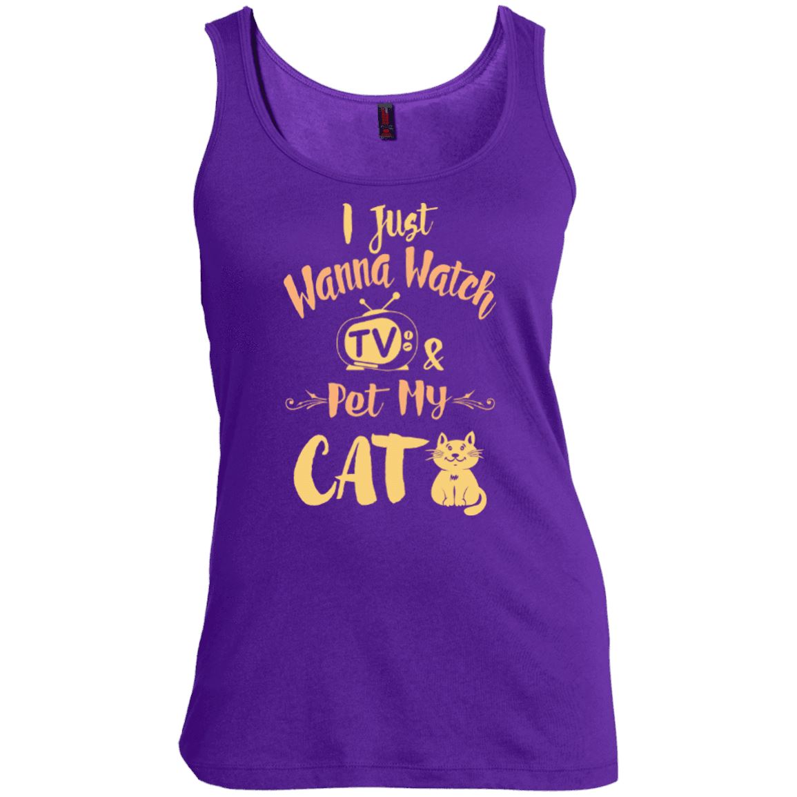Cat Tee - I Just Wanna Watch TV & Pet My Cat - CatsForLife