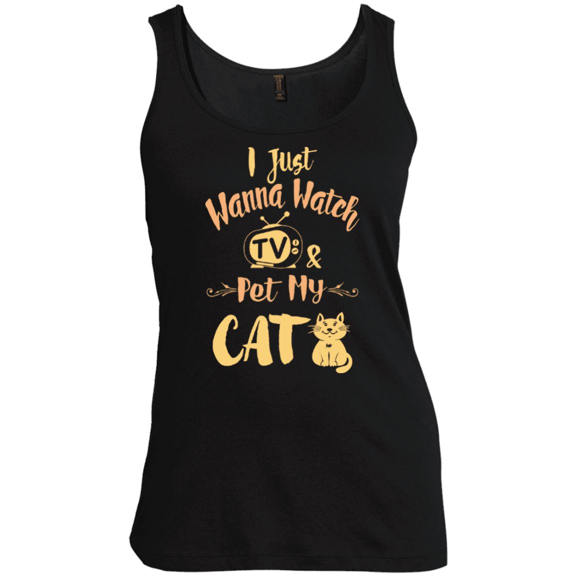 Cat Tee - I Just Wanna Watch TV & Pet My Cat - CatsForLife